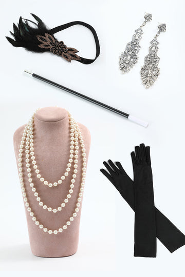 Black Golden Five Pieces 1920-tallet Party Tilbehør Set